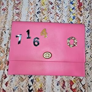 Coach Pink Turnlock Clutch with Number Accents